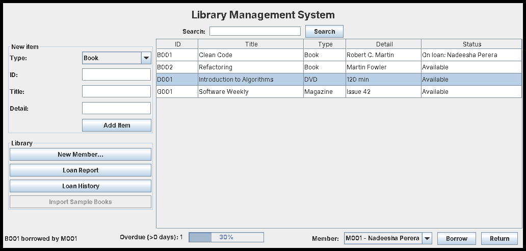 Import at 30%: you can still click rows because the EDT is free